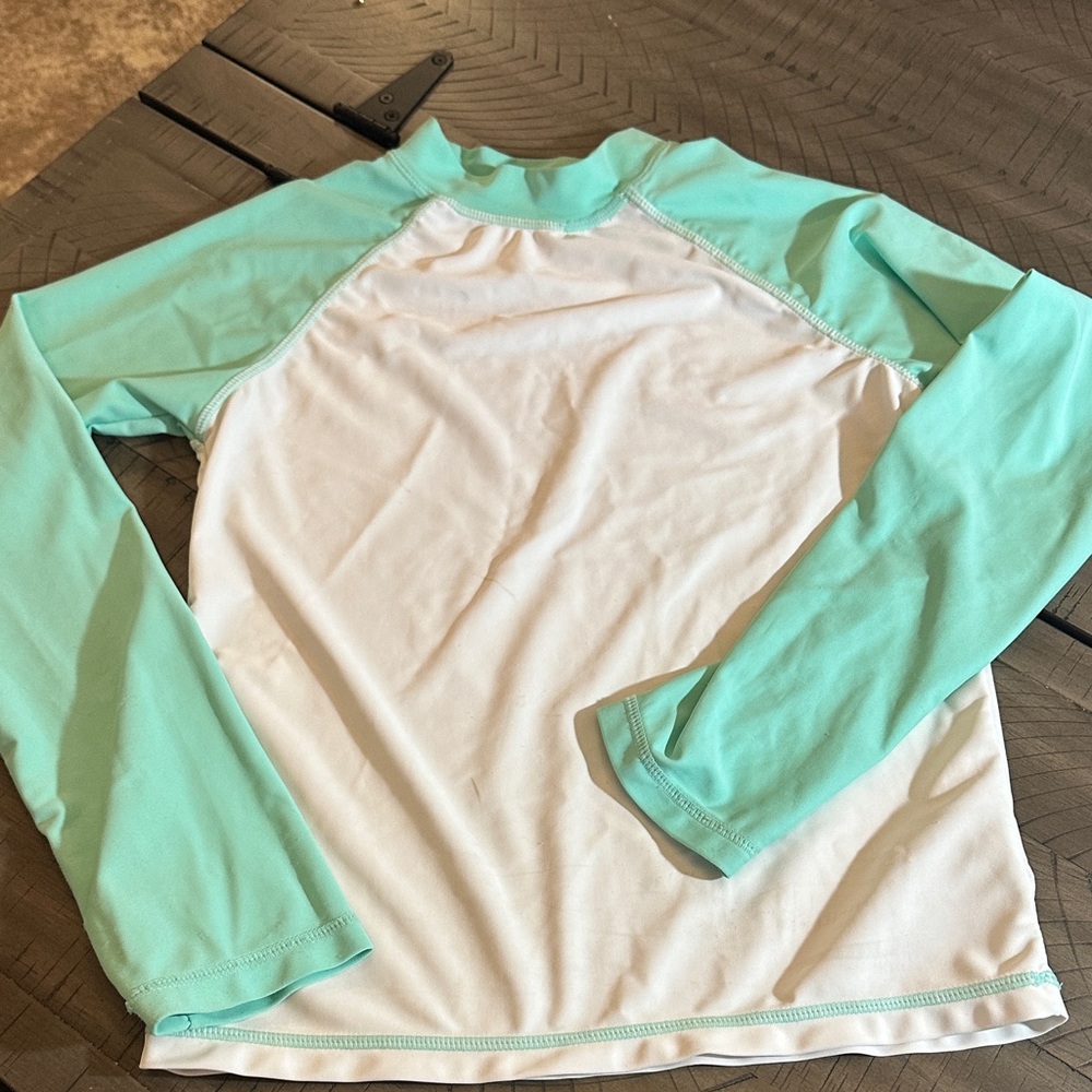 Tommy Bahama Aqua and White Kids Swim Rashguard Long Sleeve